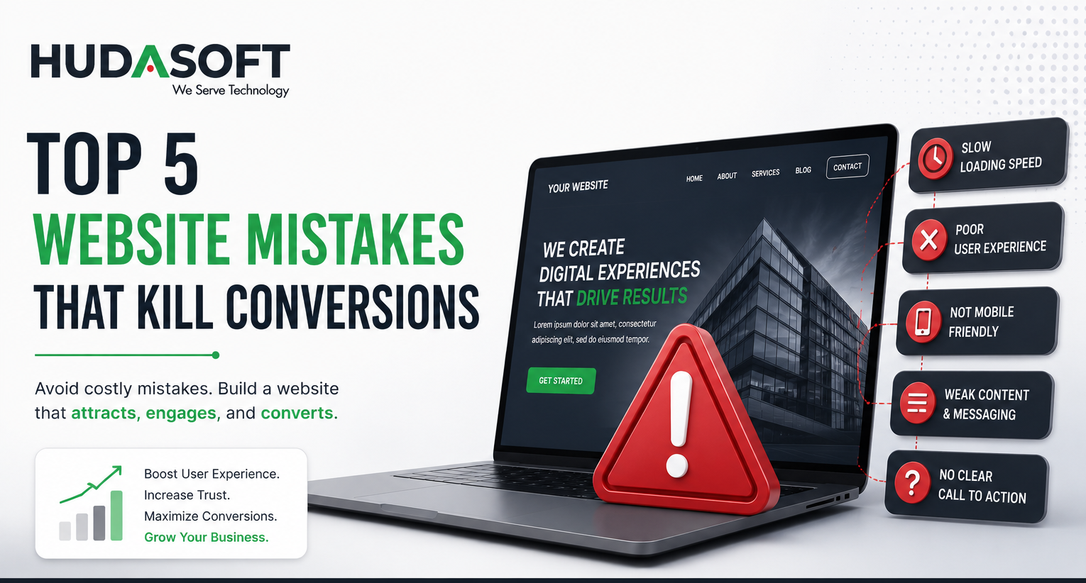Top 5 Website Mistakes That Kill Conversions | Hudasoft