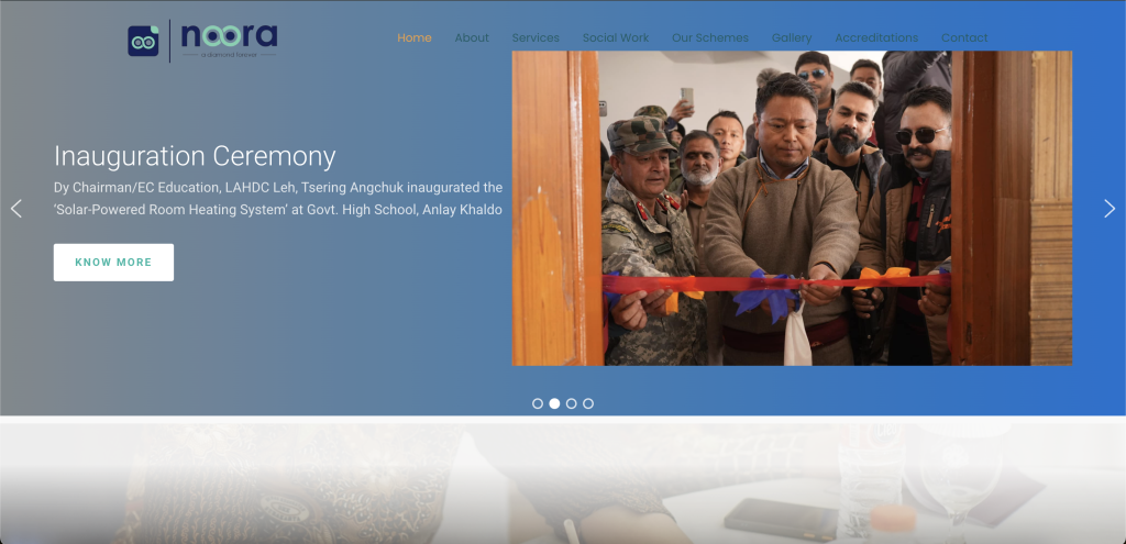 Noora Aman Foundation website screenshot featuring a clean, minimal layout for a nonprofit organization.